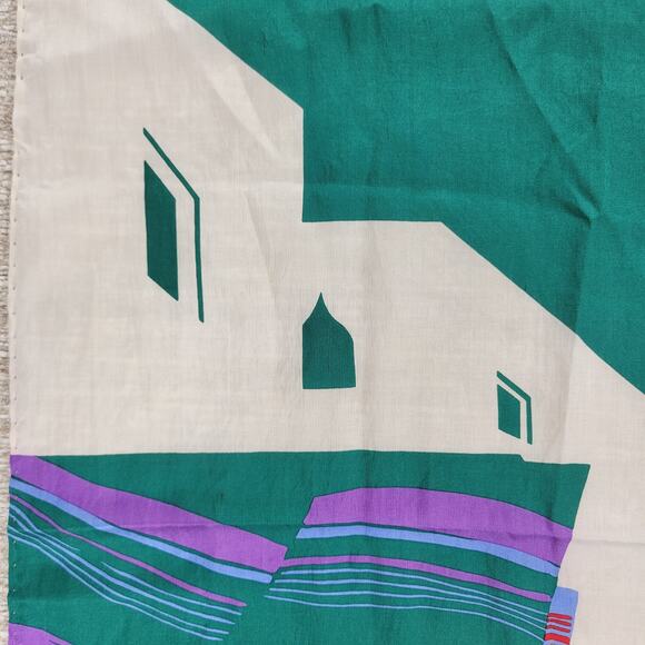 VTG Daniel Hechter Silk Scarf 30" Square Green Plaid Elephant Hand Rolled - Picture 10 of 16